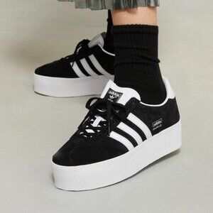 ADIDAS WOMEN'S Gazelle Up BLACK/WHITE SNEAKERS Sz-US 7